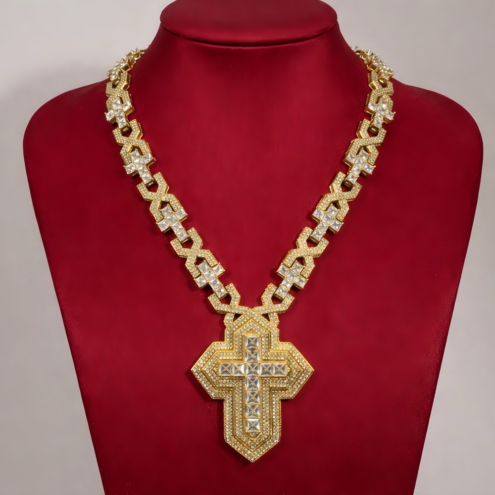 Gold  Cross Pendant Necklace 20inch- menJewelry